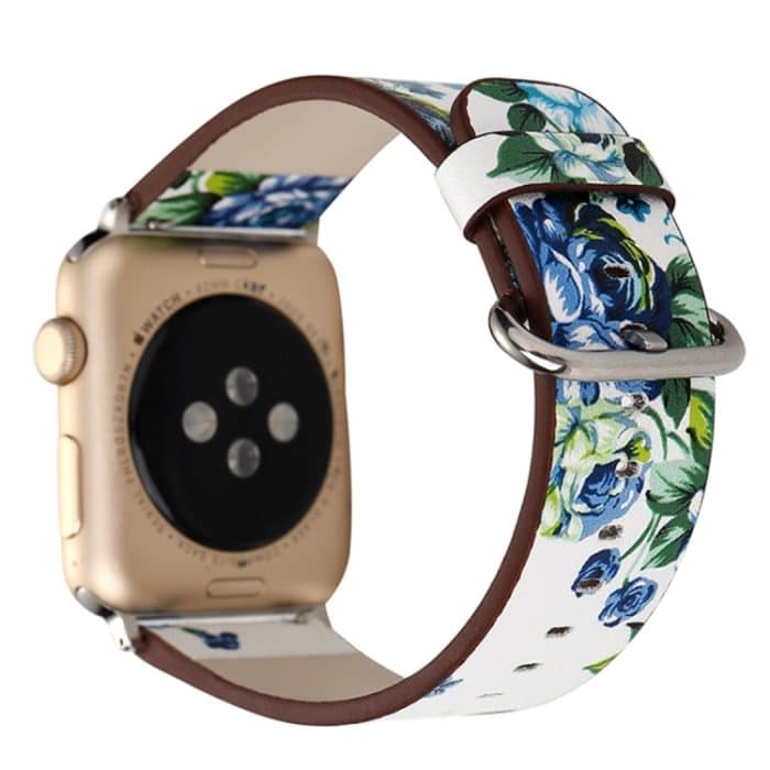 Mode Pastoralismus Stil Kleine Blumenmuster Frauen Uhr Leder Armband Für Apple Watch Serie 7 41mm / 6&SE&5&4 40mm / 3&2&1 38mm – Bild 4