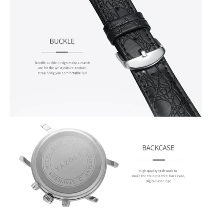 CA7413ZW_6.jpg 406 YAZOLE Herrenmode Business Lederband Quarz-Armbanduhr (Braun + Weiß) – Bild 7