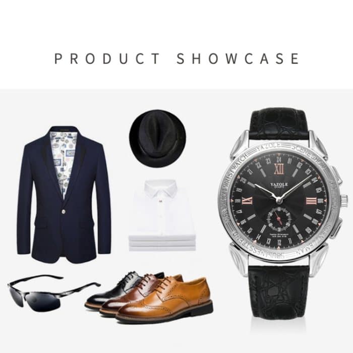 CA7415BB_10.jpg 419 YAZOLE Herren-Armbanduhr, modisch, Business-Lederband, Quarz-Armbanduhr (schwarz) – Bild 11