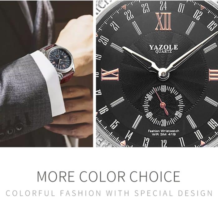CA7415BB_11.jpg 419 YAZOLE Herren-Armbanduhr, modisch, Business-Lederband, Quarz-Armbanduhr (schwarz) – Bild 12