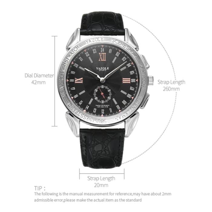 CA7415BB_3.jpg 419 YAZOLE Herren-Armbanduhr, modisch, Business-Lederband, Quarz-Armbanduhr (schwarz) – Bild 4