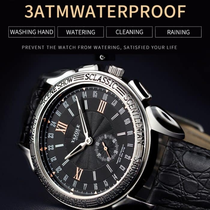 CA7415BB_4.jpg 419 YAZOLE Herren-Armbanduhr, modisch, Business-Lederband, Quarz-Armbanduhr (schwarz) – Bild 5