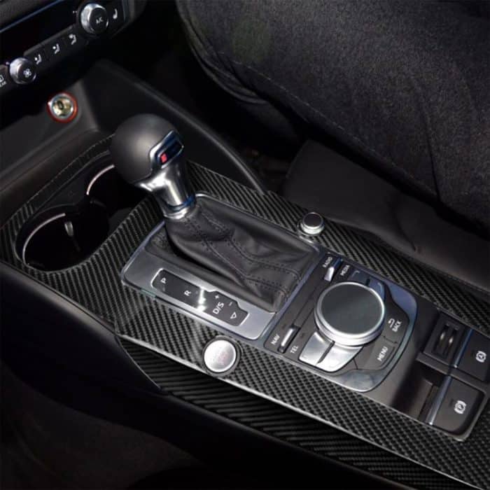 3 PCS Car Carbon Fiber Gear Panel Dekoraufkleber für Audi A3, mit Motorstartknopfdekoration – Bild 5