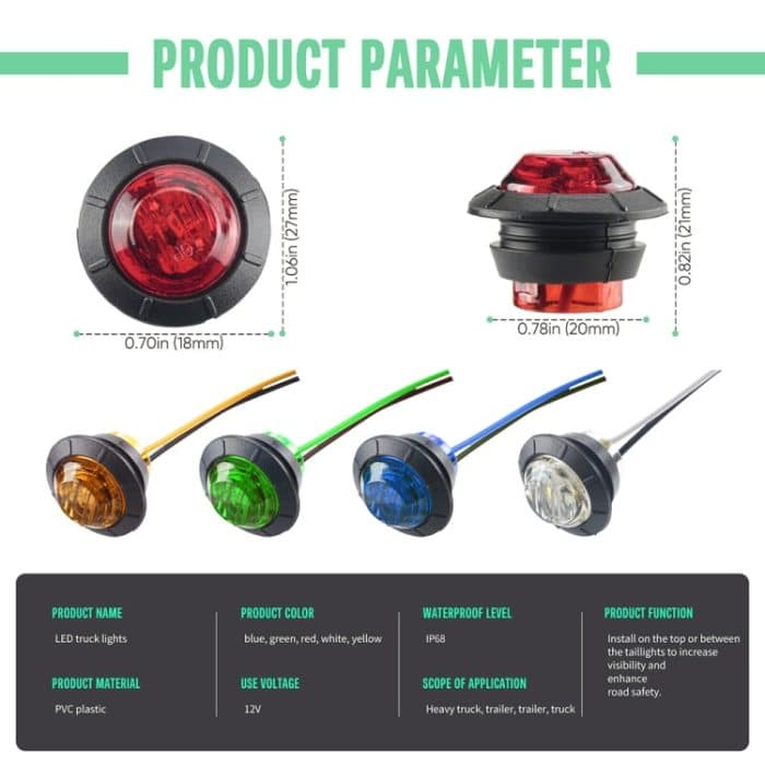 10 Stück MK-009 3/4 Zoll Auto/LKW 3 LEDs Seitenmarkierungs-Anzeigeleuchten Glühlampe, MK-009(Red Light), MK-009(Blue Light), MK-009(Green Light), MK-009(White Light), MK-009(Yellow Light) – Bild 2