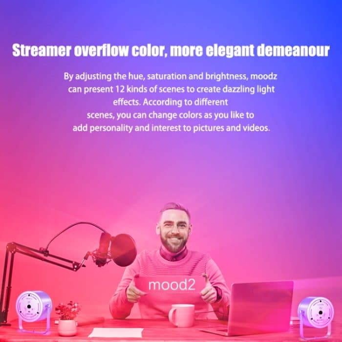 LUXCEO Mood2 RGB-Atmosphären-Fülllicht, Desktop-Rhythmus-Tonabnehmerlampe mit Fernbedienung – Bild 5