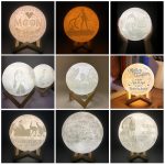 Maßgeschneiderter Touch-Schalter, 3-Farben-3D-Druck-Mondlampe, USB-Aufladung, energiesparendes LED-Nachtlicht mit Holzhaltersockel – Bild 7