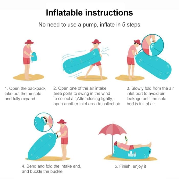 Tragbares Lazy Water aufblasbares Sofa für den Außenbereich, Strandgras-Luftbett, Größe: 200 x 70 cm, 200 x 70cm Sky Blue, 200 x 70cm Black, 200 x 70cm Green, 200 x 70cm Pink, 200 x 70cm Rose Red – Bild 3