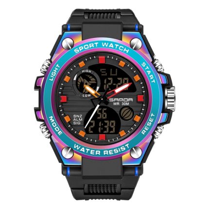 SANDA Dual Digital Display Leuchtende Stoppuhr Chronograph Wecker Herren Quarz Sportuhr