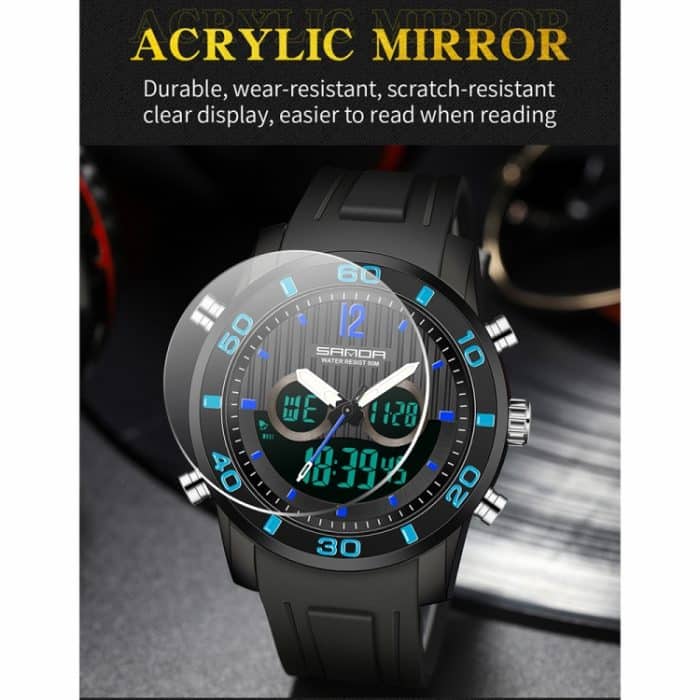 SANDA 3106 Dual Digital Display Männer Outdoor-Sport leuchtende stoßfeste elektronische Uhr – Bild 4