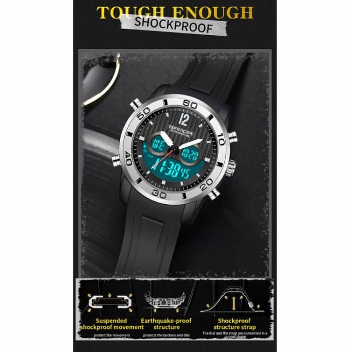 SANDA 3106 Dual Digital Display Männer Outdoor-Sport leuchtende stoßfeste elektronische Uhr – Bild 7