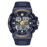 SANDA 6025 Dual Time Digital Display Leuchtender Kalender Wasserdichte multifunktionale Herren-Sport-Quarzuhr