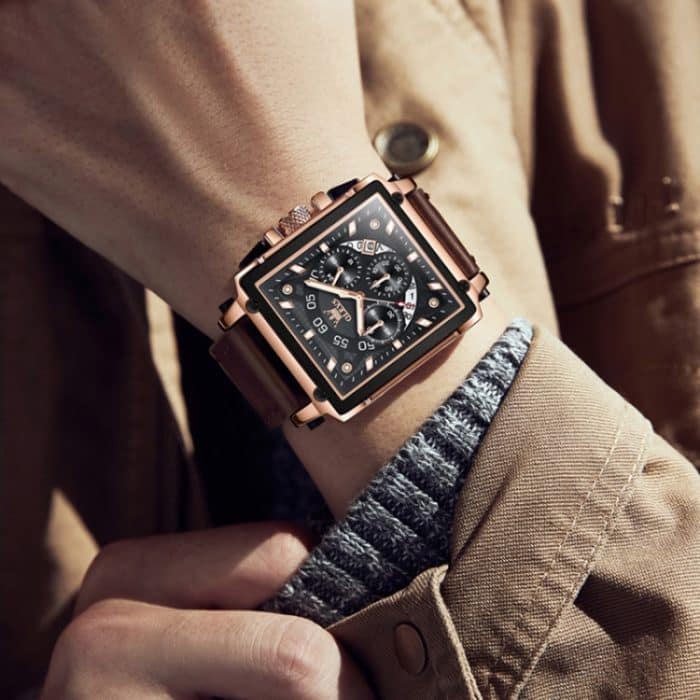 OLEVS 9919 Chronograph mit quadratischem Zifferblatt und leuchtender Quarzuhr für Herren – Bild 7