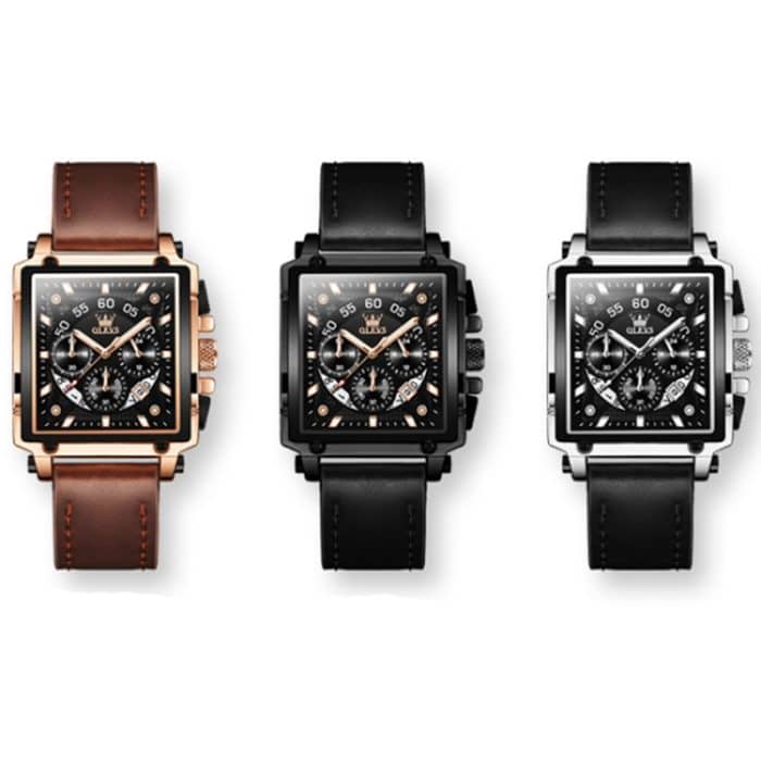 OLEVS 9919 Chronograph mit quadratischem Zifferblatt und leuchtender Quarzuhr für Herren – Bild 2