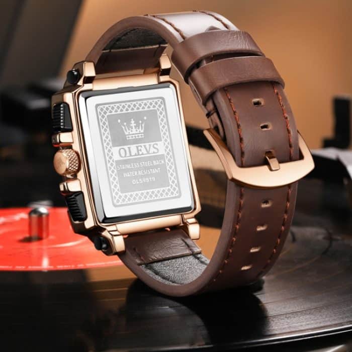 OLEVS 9919 Chronograph mit quadratischem Zifferblatt und leuchtender Quarzuhr für Herren – Bild 3