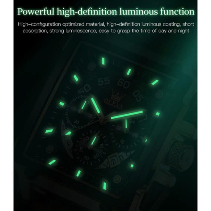 OLEVS 9919 Chronograph mit quadratischem Zifferblatt und leuchtender Quarzuhr für Herren – Bild 5