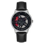 SANDA 1062 360-Grad-Quarzuhr mit hohlem, drehbarem Zifferblatt und Lederarmband für Herren