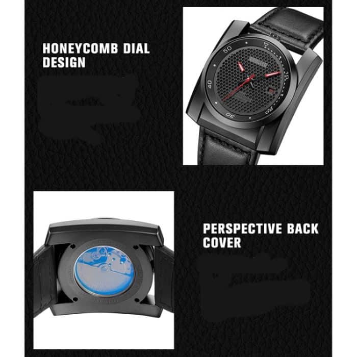 BAOGELA 6775G Honeycomb Hollow Round Dial Lederarmband Uhr Kalender Mechanische Uhr für Herren – Bild 3