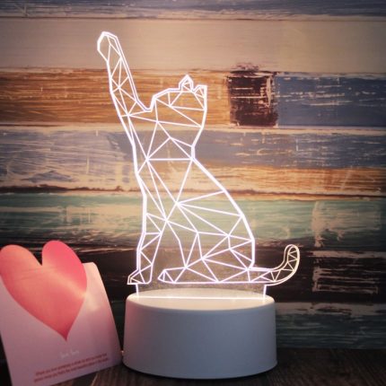 Kreatives dreifarbiges 3D-LED-Deko-Nachtlicht mit weißer Basis, Knopf-USB-Version