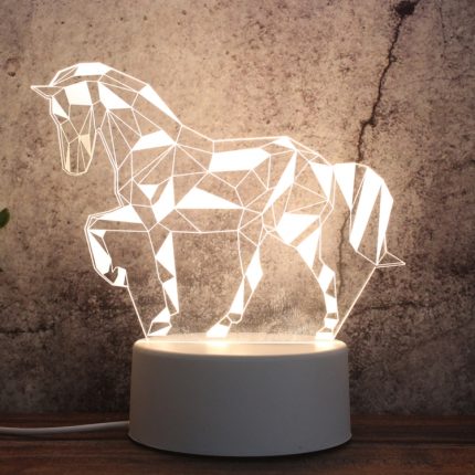 Kreatives dreifarbiges 3D-LED-Deko-Nachtlicht mit weißer Basis, Knopf-USB-Version