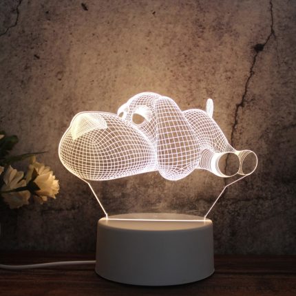 Kreatives dreifarbiges 3D-LED-Deko-Nachtlicht mit weißer Basis, Knopf-USB-Version