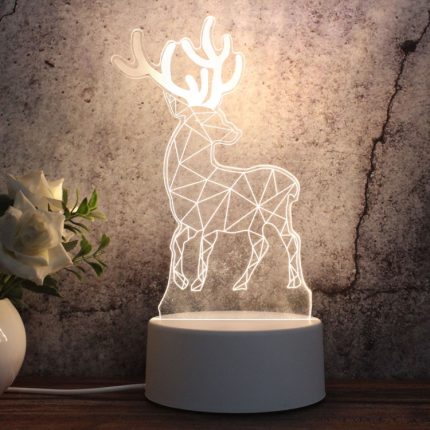 Kreatives dreifarbiges 3D-LED-Deko-Nachtlicht mit weißer Basis, Knopfstecker-Version