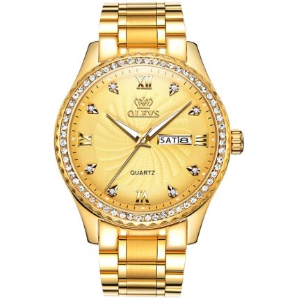 OLEVS 5565 Herrenmode, wasserdichtes Edelstahlarmband, Diamant-Quarzuhr