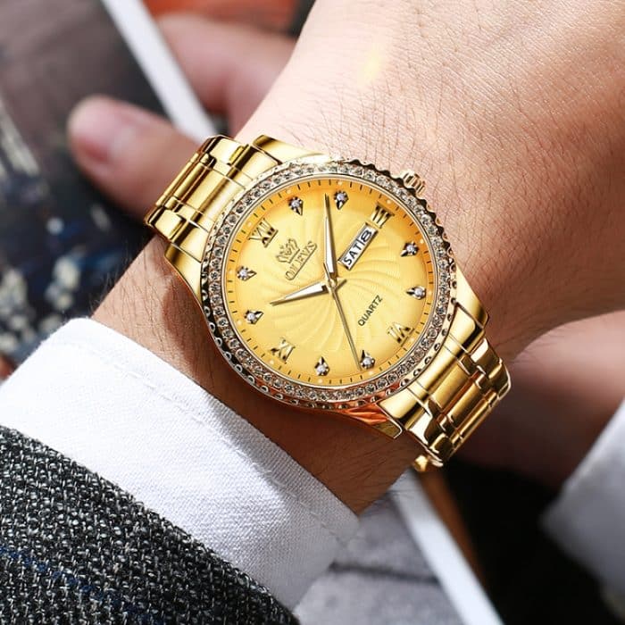 EDA00267401A_9.jpg OLEVS 5565 Herrenmode, wasserdichtes Edelstahlarmband, Diamant-Quarzuhr – Bild 10