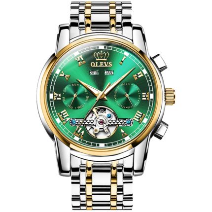 OLEVS 6607 Multifunktions-Herrenuhr mit großem Schwungrad, automatisch, wasserdicht, mechanisch