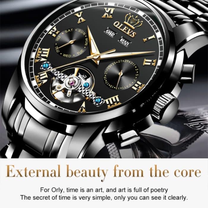 OLEVS 6607 Multifunktions-Herrenuhr mit großem Schwungrad, automatisch, wasserdicht, mechanisch – Bild 7