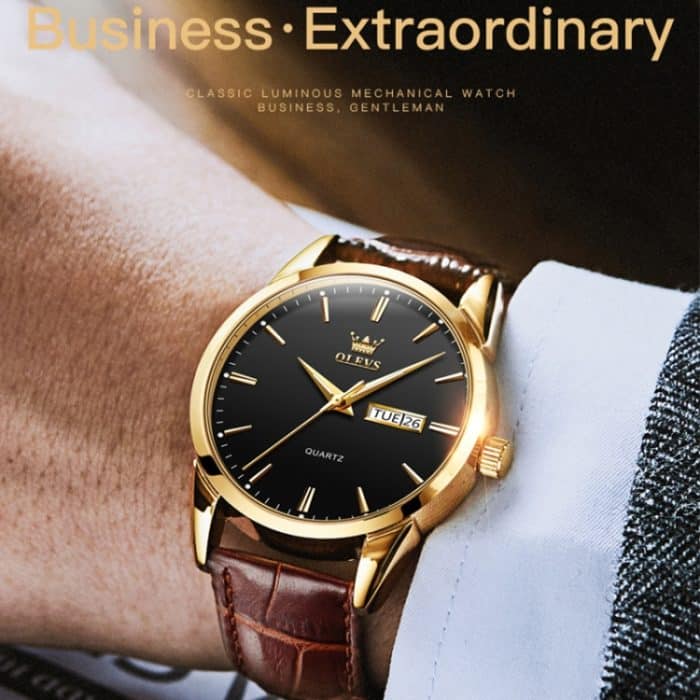 OLEVS 6898 Herrenmode wasserdichte Dual-Kalender-Quarzuhr – Bild 3
