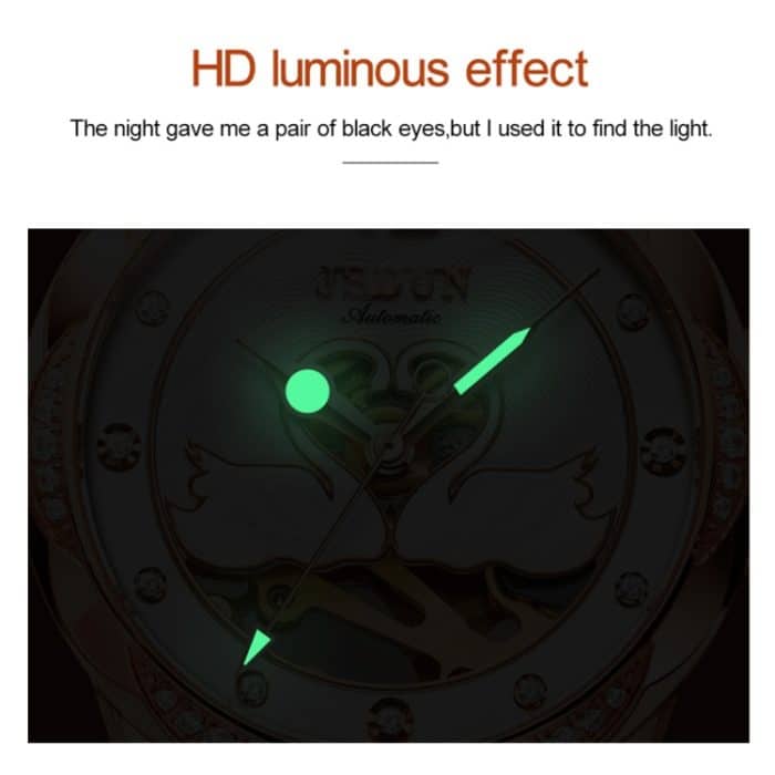 JIN SHI DUN 8831 Damenmode Diamant ausgehöhlte wasserdichte Keramik mechanische Uhr – Bild 5