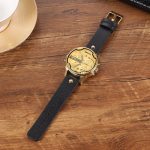 CAGARNY 6820 Rundes, großes Zifferblatt, Lederband, Quarz-Doppelwerksuhr für Herren – Bild 2