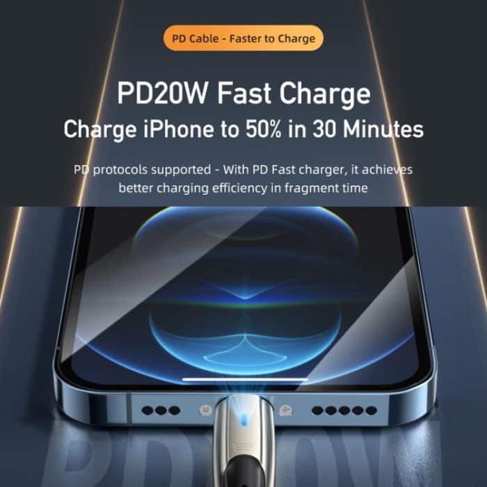 awei CL-119L Typ-C / USB-C auf 8-poliges Nylongeflecht-Schnellladekabel, Länge: 1 m – Bild 4