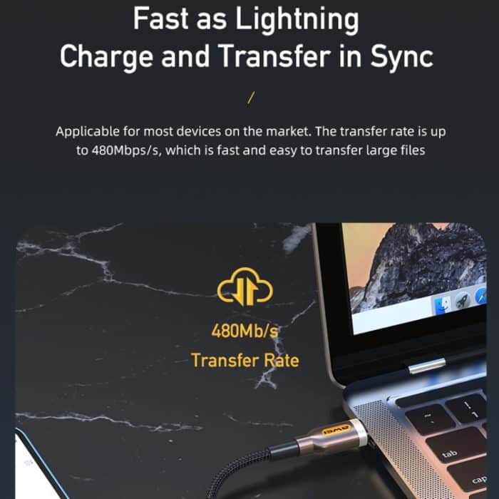 awei CL-125L Typ-C / USB-C auf 8-poliges Schnelllade-Datenkabel, Länge: 1 m – Bild 6