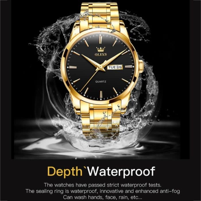 OLEVS 6898 Herren-Quarzuhr, wasserdicht, leuchtendes Stahlarmband – Bild 7