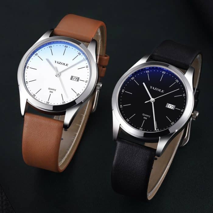 EDA003081501_B1.jpg YAZOLE 560 Lederarmband Quarzwerk Wasserdichte Herrenuhr – Bild 2