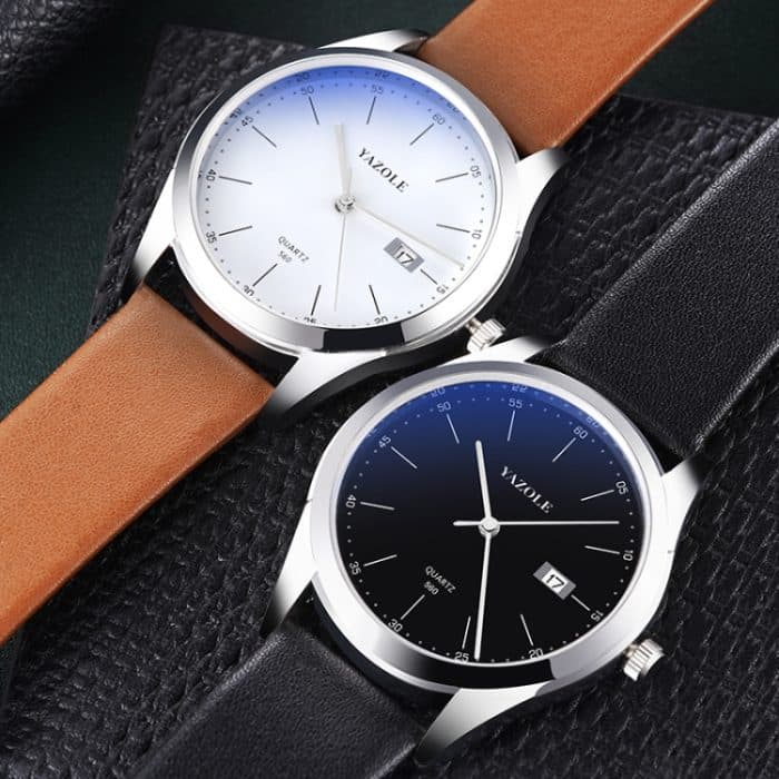 EDA003081501_B2.jpg YAZOLE 560 Lederarmband Quarzwerk Wasserdichte Herrenuhr – Bild 3