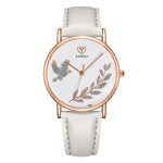 YAZOLE 360 Lederband Friedenstaube Diamant-Damenuhr