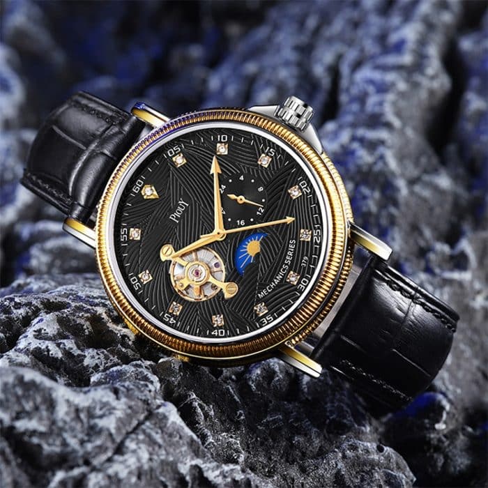 YAZOLE 315 Lederband, großes Zifferblatt, Tourbillon, mechanische Uhr – Bild 7