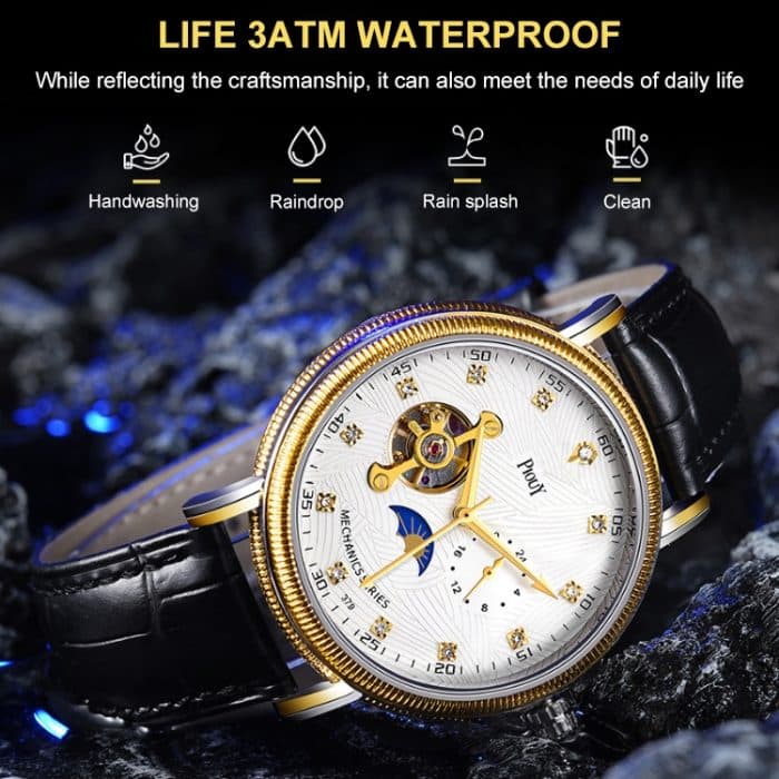 YAZOLE 315 Lederband, großes Zifferblatt, Tourbillon, mechanische Uhr – Bild 4