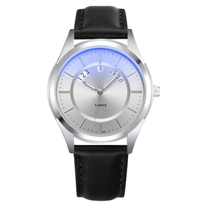 EDA003087901C.jpg YAZOLE 513 Lederband Kalender Wasserdichte Quarzuhr – Bild 1