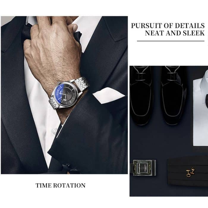 YAZOLE 513 Stahlband Kalender wasserdichte Quarzuhr – Bild 6