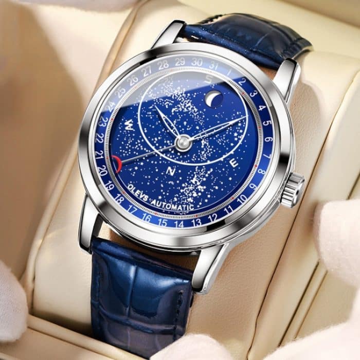 EDA003181301A.jpg OLEVS 9923 Automatische mechanische Herrenuhr mit leuchtendem Sternenzifferblatt – Bild 1