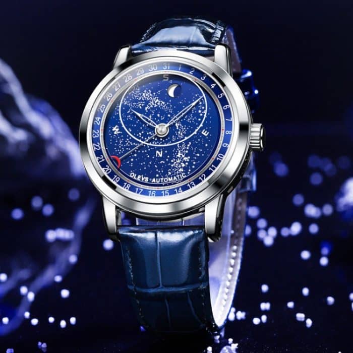 EDA003181301_B2.jpg OLEVS 9923 Automatische mechanische Herrenuhr mit leuchtendem Sternenzifferblatt – Bild 3