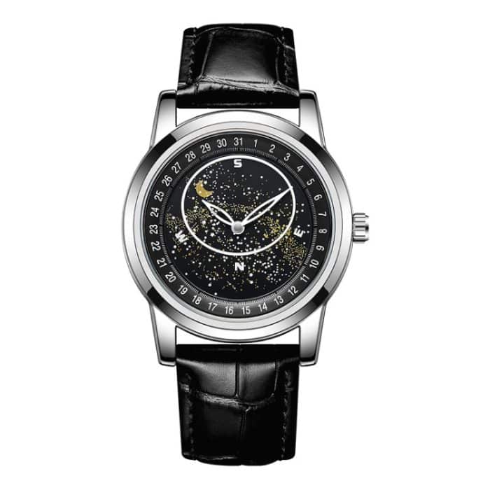 EDA003337201A.jpg Sanda 7001 Lederarmband Leuchtende wasserdichte mechanische Uhr – Bild 1