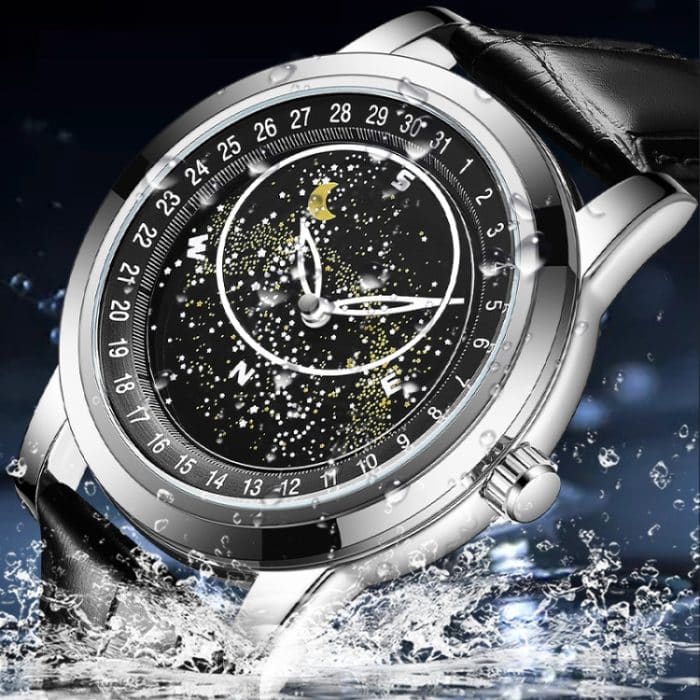 EDA003337201_B2.jpg Sanda 7001 Lederarmband Leuchtende wasserdichte mechanische Uhr – Bild 3