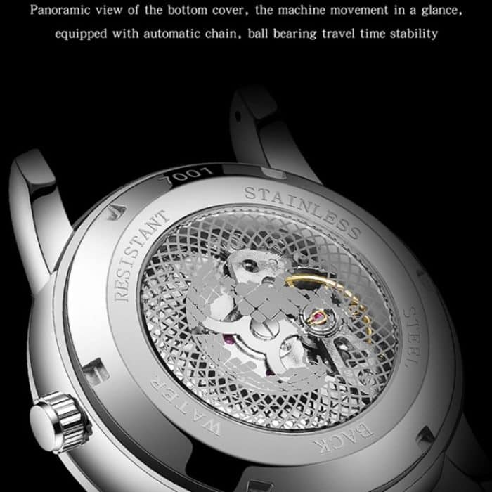 EDA003337201_B4.jpg Sanda 7001 Lederarmband Leuchtende wasserdichte mechanische Uhr – Bild 5