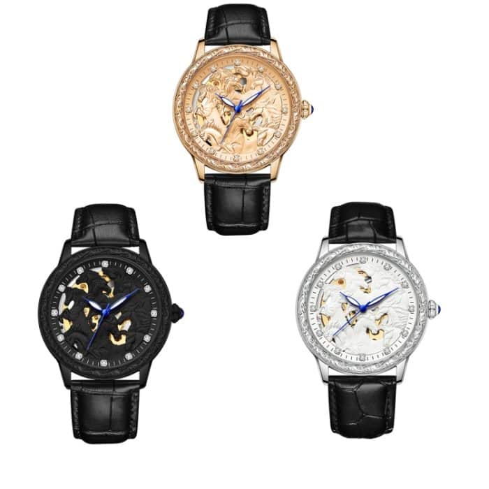 EDA003337301_B1.jpg SANDA 7011 Leuchtende wasserdichte mechanische Uhr mit Lederarmband – Bild 2