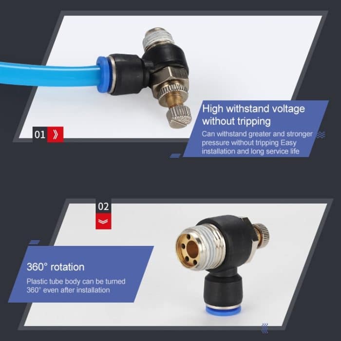 LAIZE Drosselventil-Schnellmontage-Pneumatikanschluss, SL4-01 (2pcs), SL4-02, SL4-M5 (2pcs), SL6-01 (2pcs), SL6-02, SL6-03, SL6-04, SL6-M5 (2pcs), SL8-01 (2pcs), SL8-02, SL8-03, SL8-04, SL10-01 (2pcs), SL10-02, SL10-03, SL10-04, SL12-02, SL12-03, SL12-04 – Bild 7