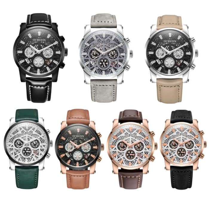 Ochstin 5052B Multifunktionale Business-Quarzuhr mit wasserdichtem Lederarmband – Bild 8